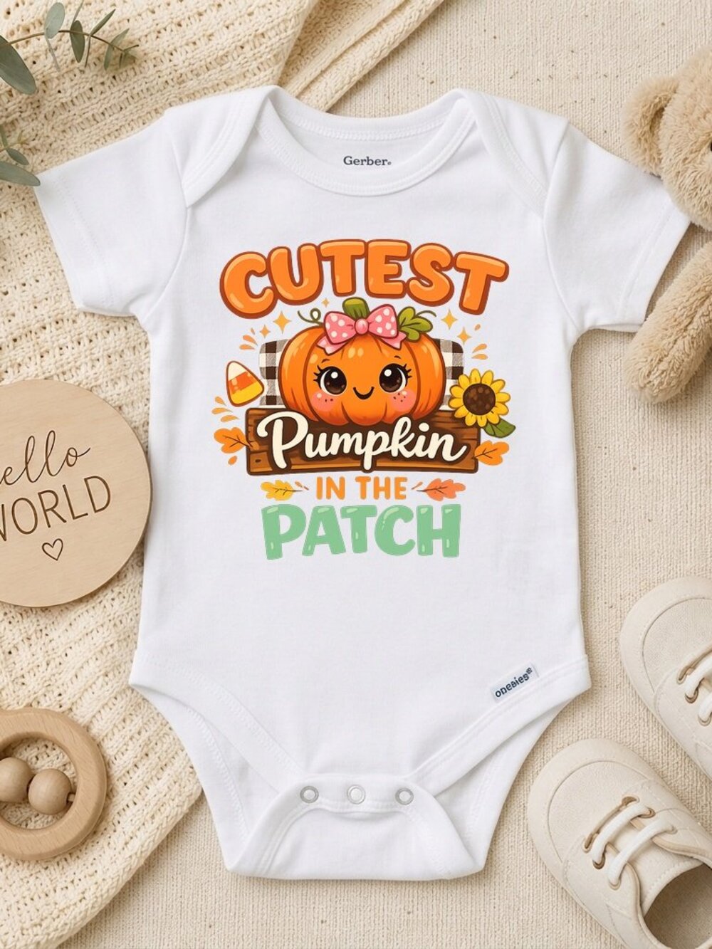 Cutest Pumpkin Retro Fall Baby Girls Halloween ONESIE®
